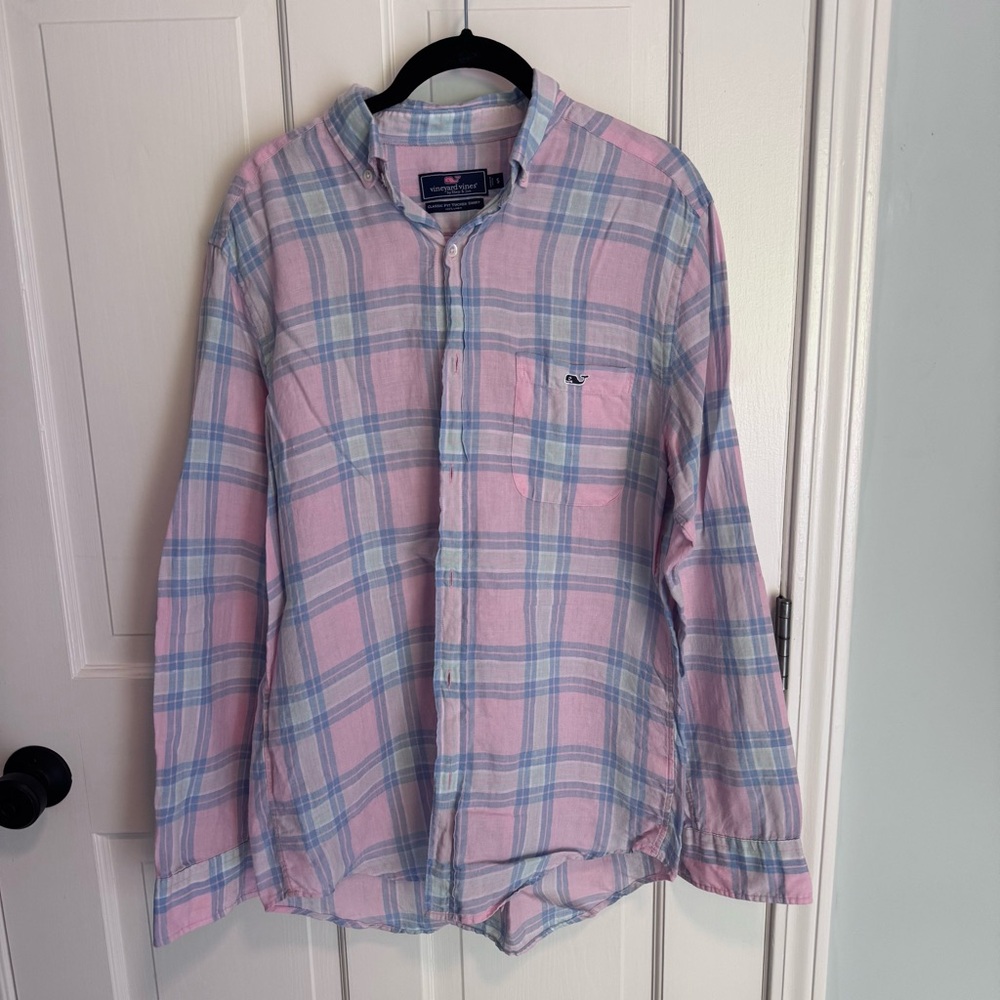 Vineyard Vines Classic Fit Tucker Shirt 100% Linen sz S